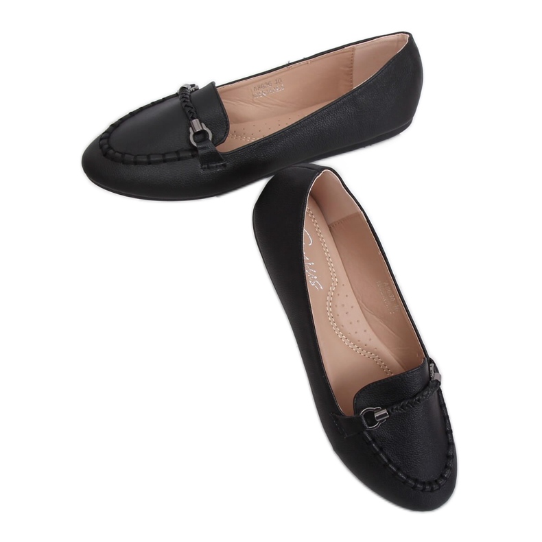 Mocassins femininos negros A8636 Preto