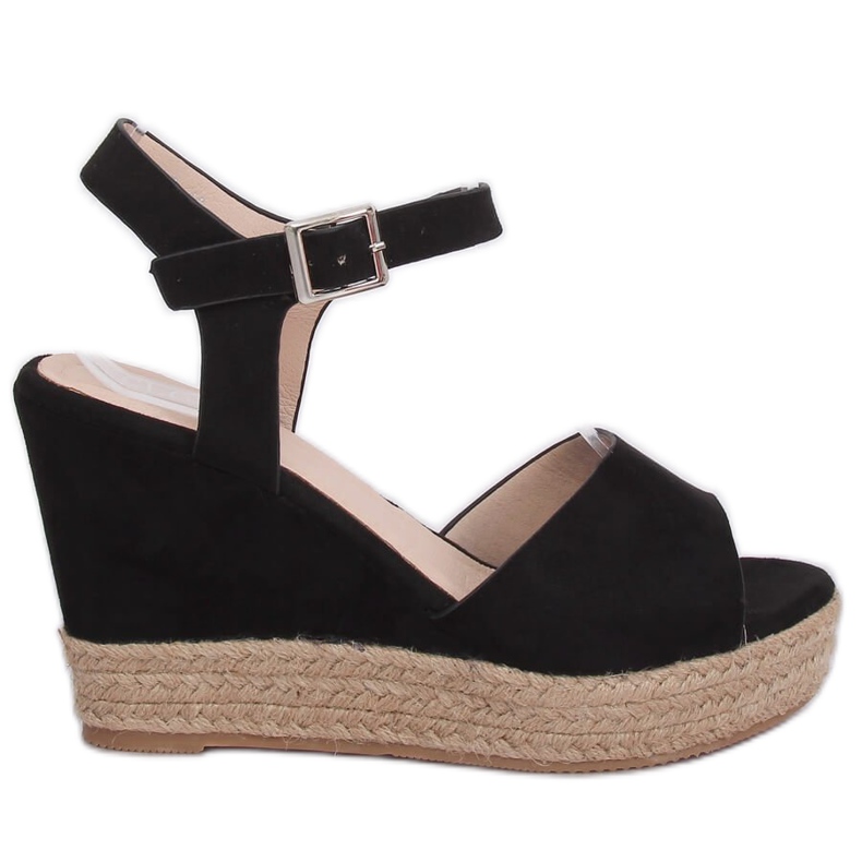 Sandálias Pretas com Salto Cunha 9R195 Pretas preto