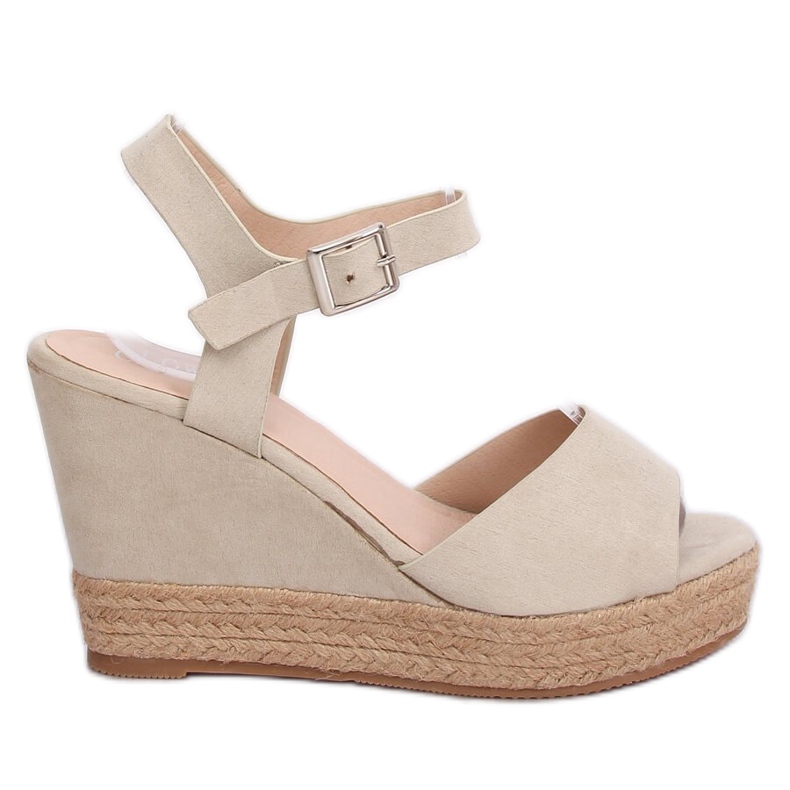 Sandálias de cunha bege 9R195 bege