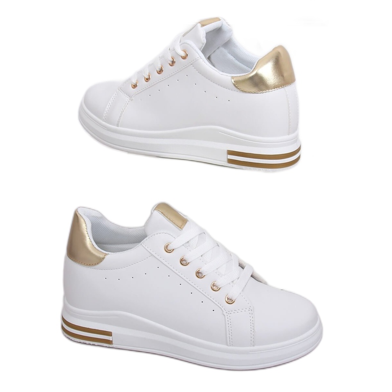 Tênis feminino branco L8035 ouro