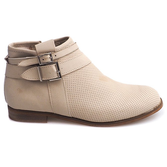 Botas Openwork com zíper H208 Beige bege