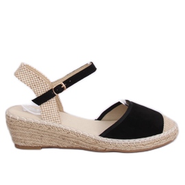 Alpercatas pretas em cunhas LLI-3M85 pretas marrom preto