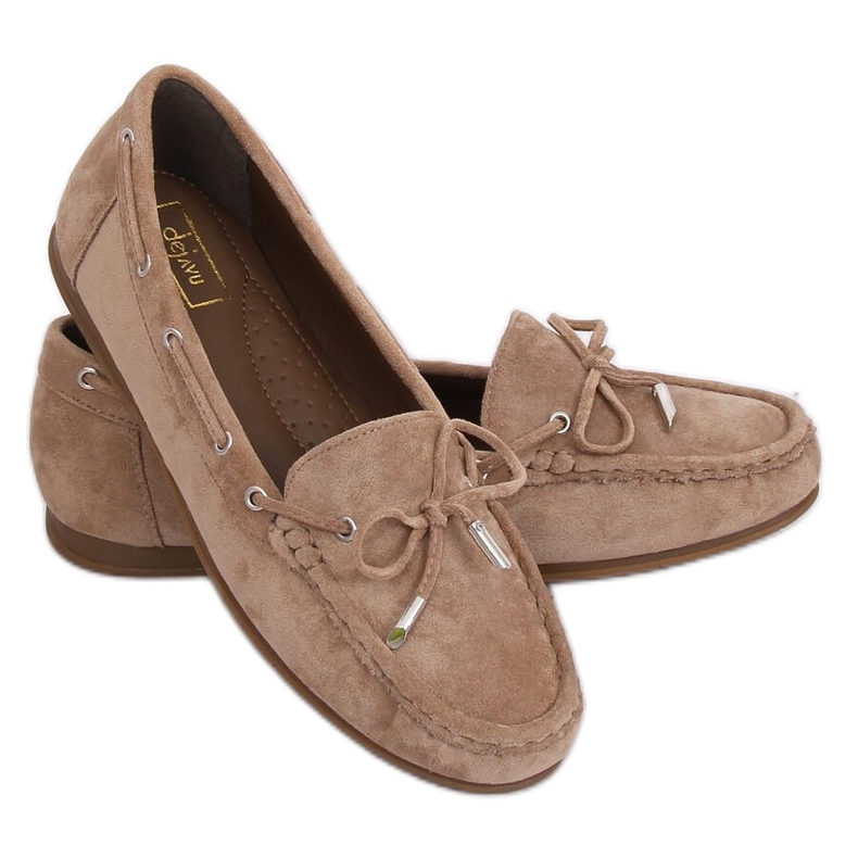 Mocassins femininos bege escuro RND / AW20 / 017 Taupe castanho