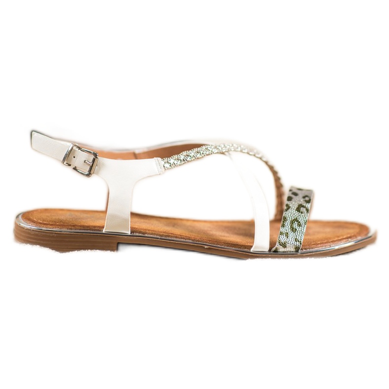 Small Swan Sandálias elegantes com estampa de leopardo branco