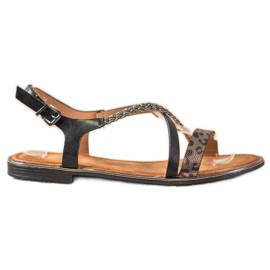 Small Swan Sandálias elegantes com estampa de leopardo preto