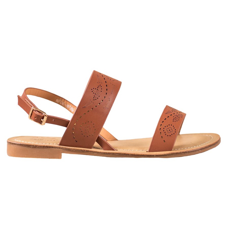 Small Swan Sandálias com padrão perfurado castanho