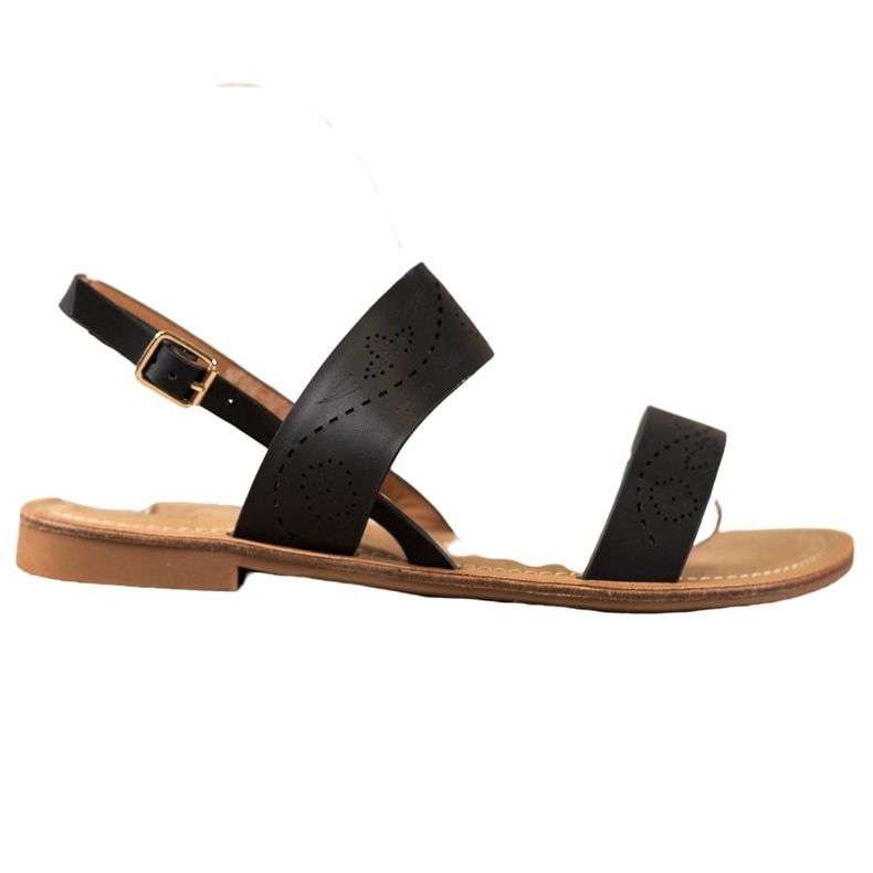 Small Swan Sandálias com padrão perfurado preto