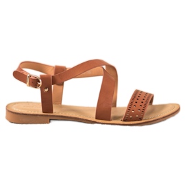 Small Swan Sandálias marrons com couro ecológico castanho