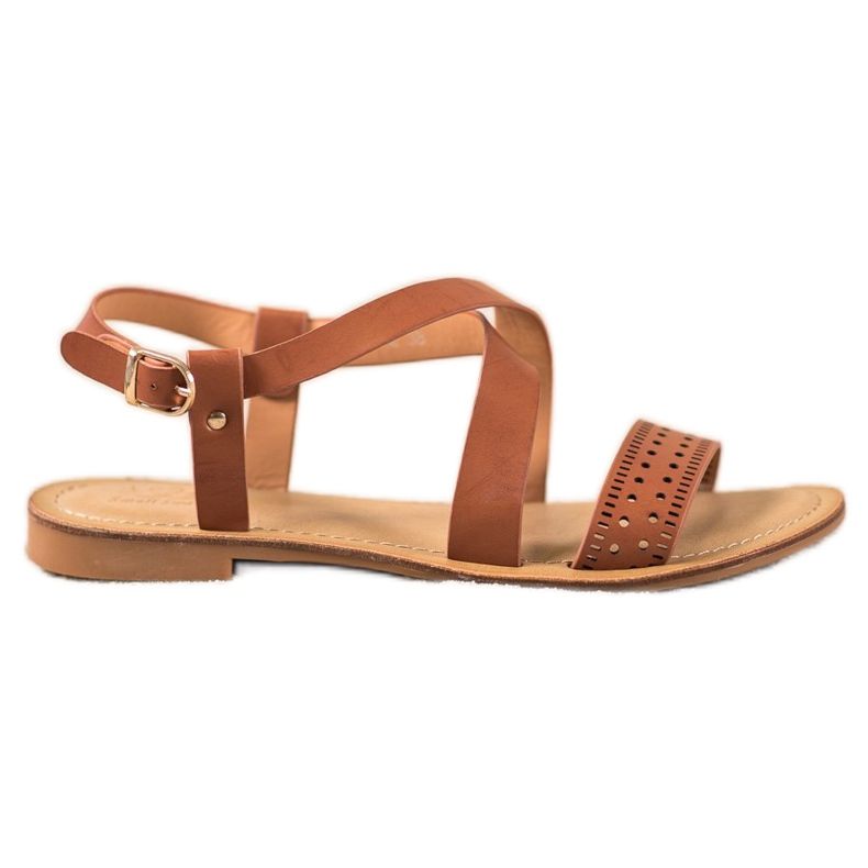 Small Swan Sandálias marrons com couro ecológico castanho