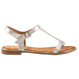 Small Swan Sandálias elegantes com couro ecológico cinza