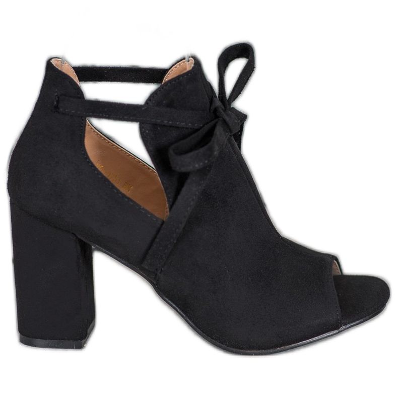 Botas VINCEZA de ponta aberta amarrada preto