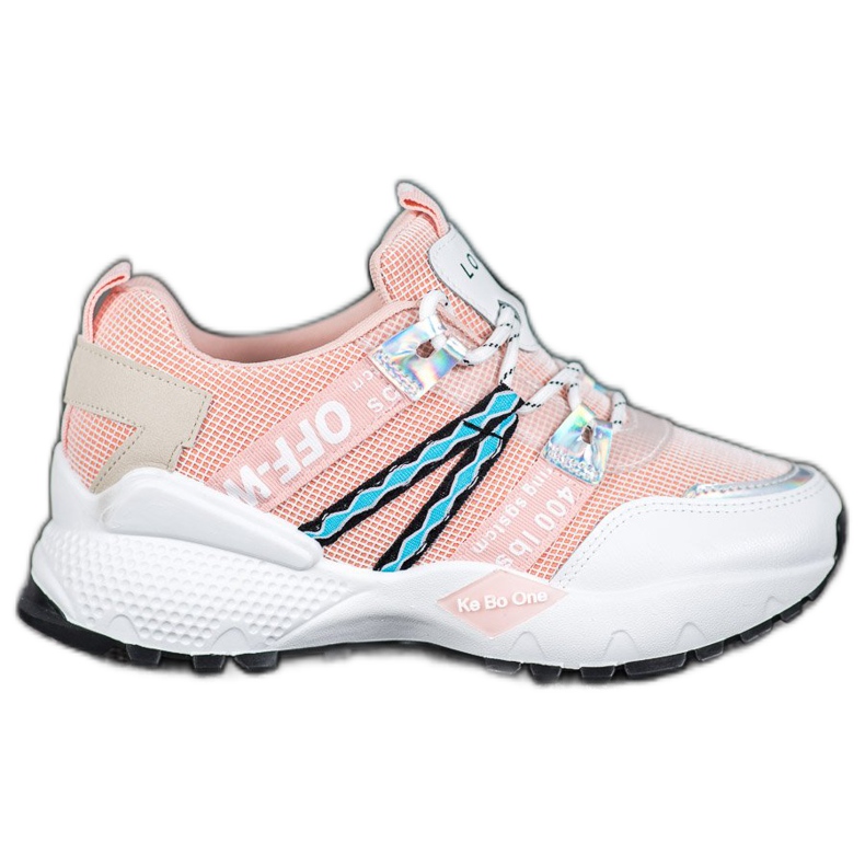 Bona Tênis de malha de amor branco rosa