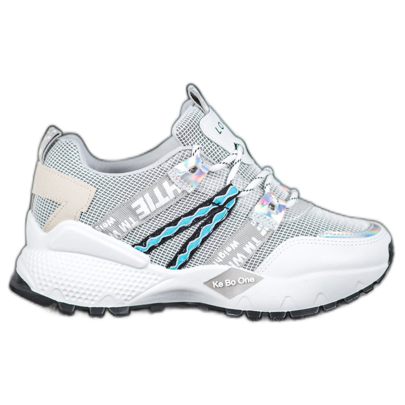 Bona Tênis de malha de amor branco cinza