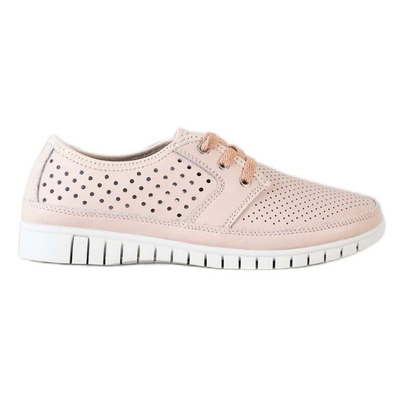 Kylie Brogues de couro na plataforma rosa