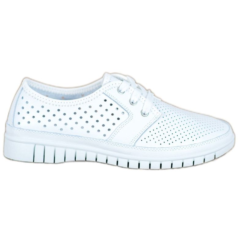 Kylie Brogues de couro na plataforma branco
