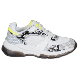 Kylie Tênis confortáveis ​​com estampa de cobra branco multicolorido