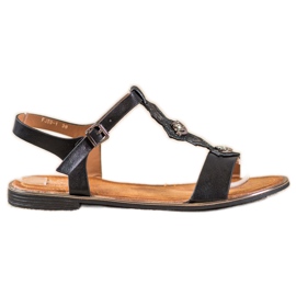 Small Swan Sandálias Pretas Com Zircônia Cúbica preto