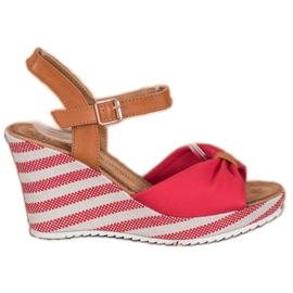 Goodin Sandálias vermelhas em cunha marrom vermelho