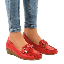 Sapatos de cunha vermelho fosco BO-303