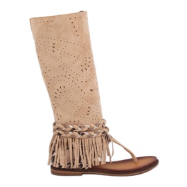 Chinelos Boho com uma parte superior bege NS130P Beige