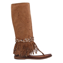 Chinelos Boho com haste de camelo NS130P marrom