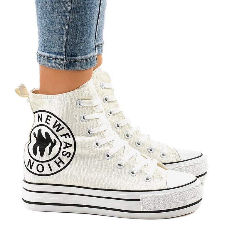 Tênis de cunha branca W08 branco