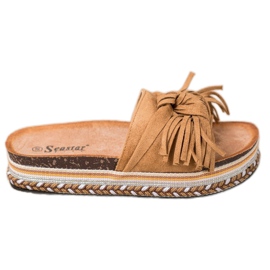 Seastar Chinelos com franjas castanho