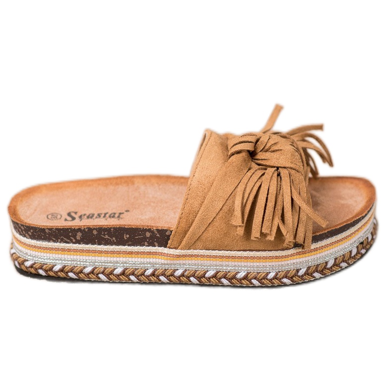 Seastar Chinelos com franjas castanho