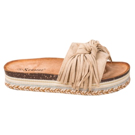 Seastar Chinelos com franjas castanho