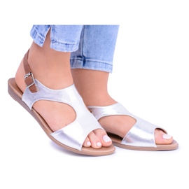 Sandálias de prata kongito leves cinza