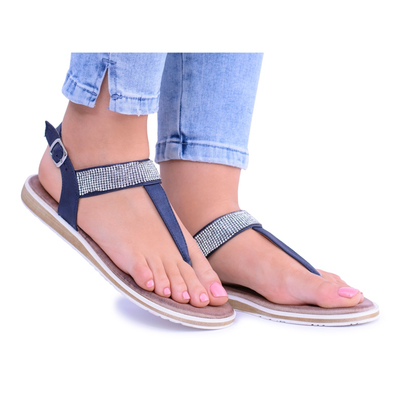 S.Barski Sandálias rasteiras Vamos Azul Marinho Femininas