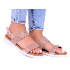 Sandálias de champanhe femininas Lu Boo com zircônia cúbica perfeita rosa Sandálias de champanhe femininas Lu Boo com zircônia cúbica perfeita rosa