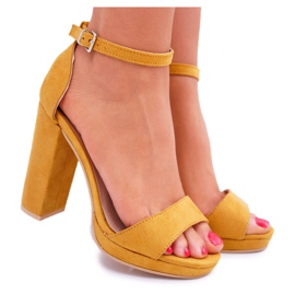 FW1 Sandálias amarelas femininas com plataforma Debora de salto alto amarelo