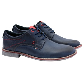 KOMODO Sapatos de Couro Marinho Masculino Falado azul marinho