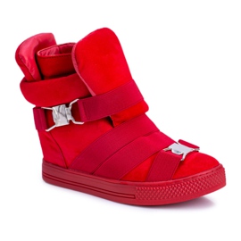 Tênis feminino Lu Boo com fitas elásticas Red Pumpes vermelho Tênis feminino Lu Boo com fitas elásticas Red Pumpes vermelho