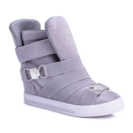 Tênis feminino Lu Boo com pulseiras elásticas cinza Tênis feminino Lu Boo com pulseiras elásticas cinza