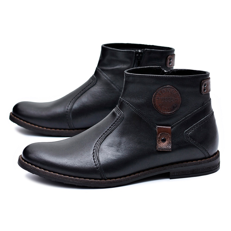 Joker Botas quentes masculinas negras com zíper de tecido preto Joker Botas quentes masculinas negras com zíper de tecido preto