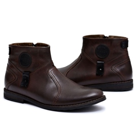 Joker Botas quentes masculinas marrons com zíper de tecido marrom