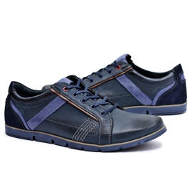 KOMODO Sapatos esportivos masculinos de couro azul marinho Syko azul-marinho