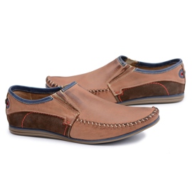 KOMODO Mocassim polonês masculino de couro marrom Teodoro