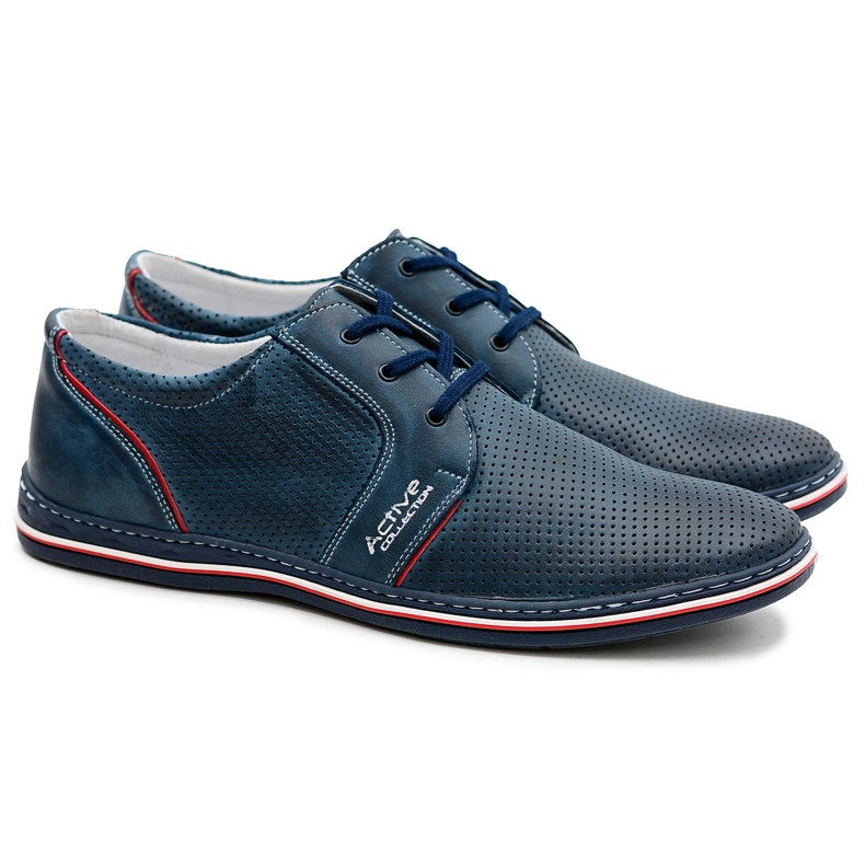 Joker Calçados masculinos em couro lacado azul marinho Markos