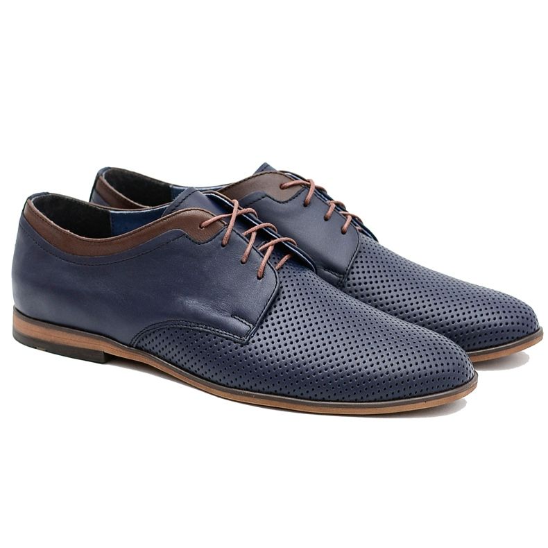 Gejms Sapatos de couro masculino perfurados Ettore Granat preto