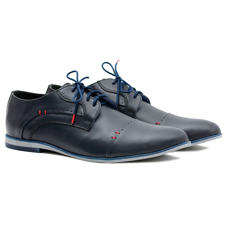 Gejms Sapatos elegantes de couro masculino Isacco Navy azul marinho