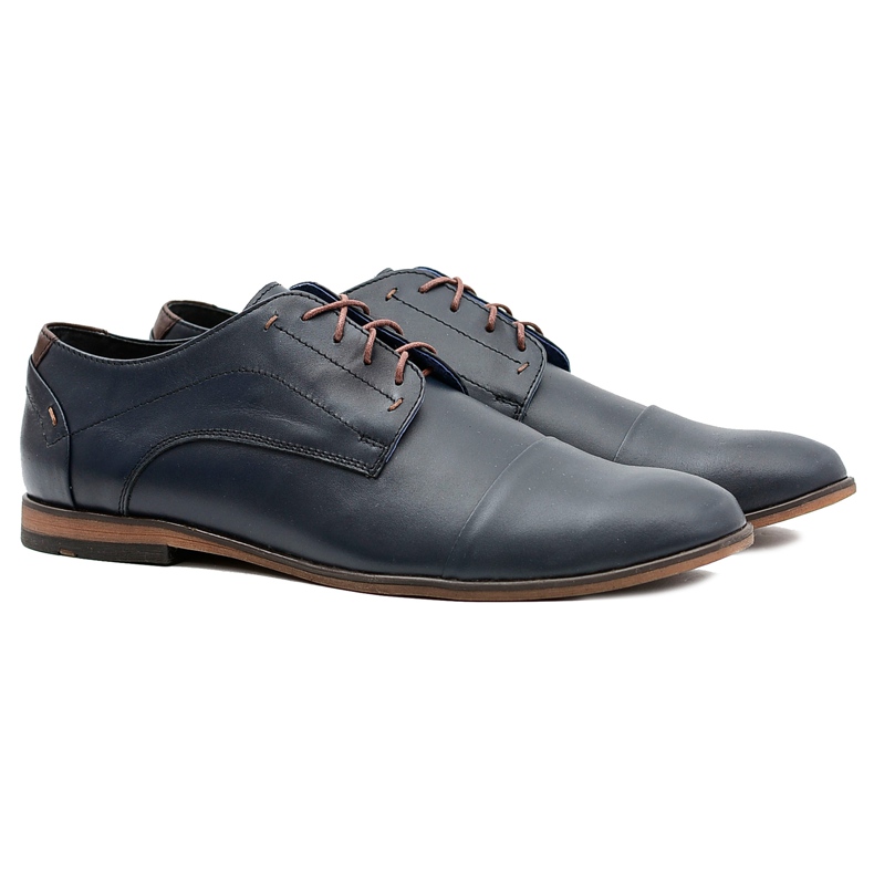 Gejms Sapatos masculinos de couro azul marinho Livio