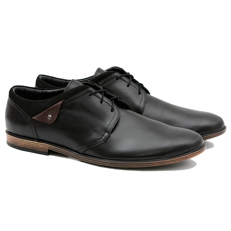 Gejms Sapatos masculinos de couro preto Luca