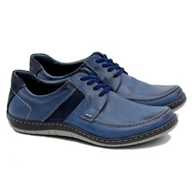 KOMODO Sapatos masculinos clássicos de couro azul marinho Rocco azul-marinho