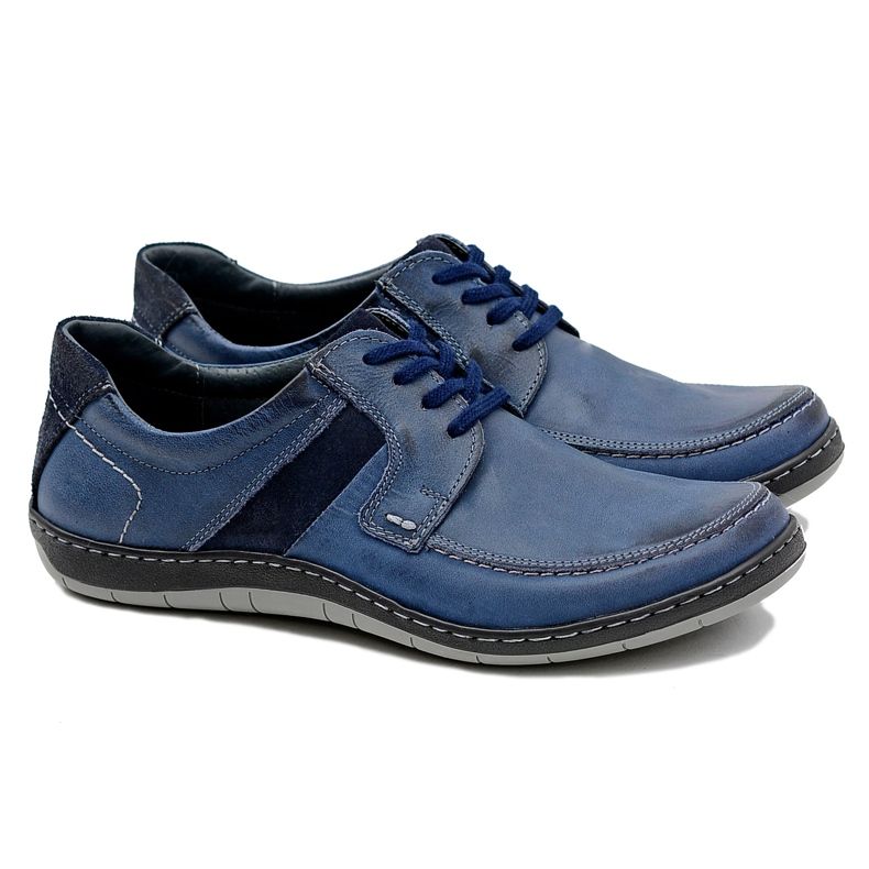 KOMODO Sapatos masculinos clássicos de couro azul marinho Rocco