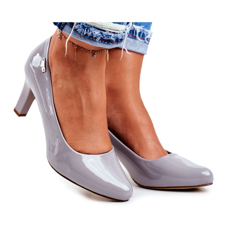 Sapatilhas femininas Sergio Leone Gray Lacquered Orsola cinza