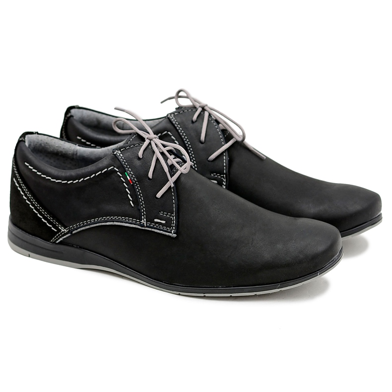 Gino Tuzzi Sapatos casuais masculinos de couro cinza preto Badoo