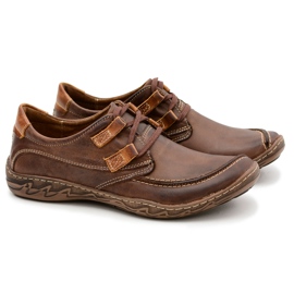 KOMODO Sapatos marrons de couro masculino Elton castanho